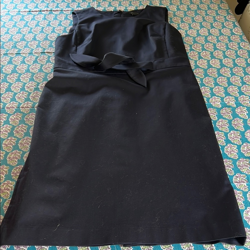 Ann Taylor Navy Tie-Front Sheath Dress
